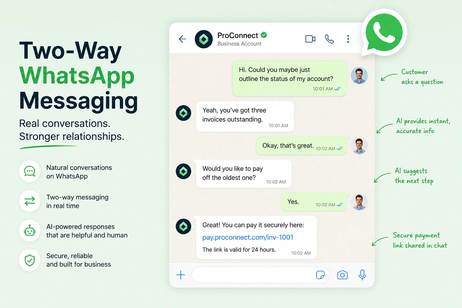 Two-way WhatsApp messaging